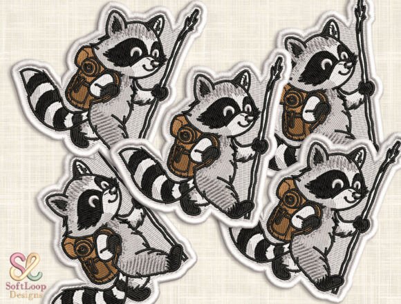 Adorable Hiking Raccoon Patch Design