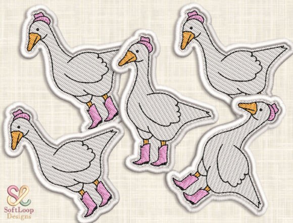 Cute Goose Patch Embroidery Design
