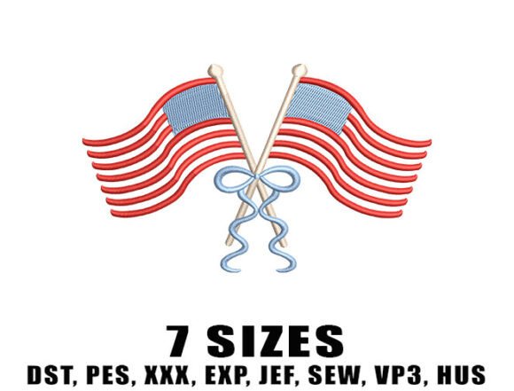 Flag USA Embroidery for Independence Day Projects