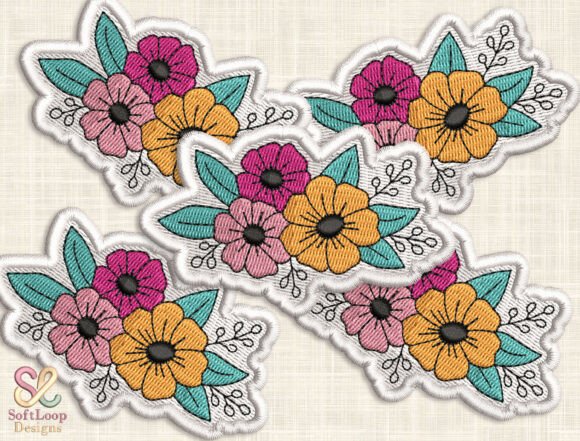 Floral Bouquet Patch Embroidery Design