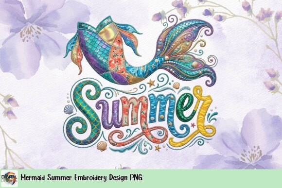 Mermaid Summer Embroidery Design PNG Review
