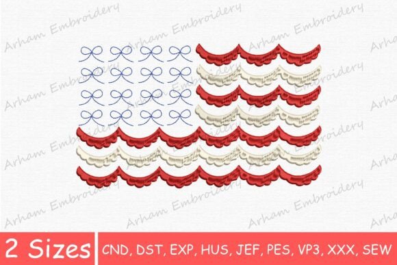 Patriotic American Flag Embroidery Design
