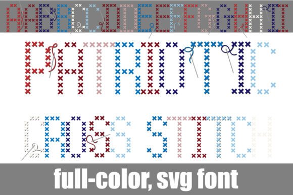 Patriotic Cross Stitch: A Vibrant Embroidery Font for Handmade Gifts
