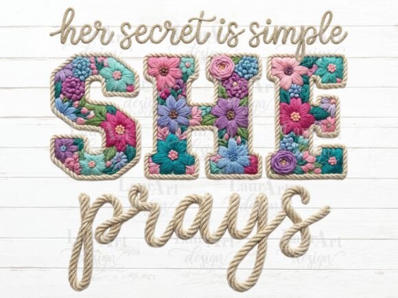 SHE Prays Faux Embroidery Christian Text Review