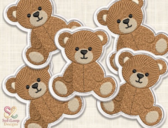 Teddy Bear Patch Embroidery Design
